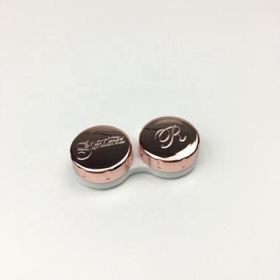 China For embossing contact lens LOGO on pink gold contact lens case contact case accept LOGO embossed on case CL-M003 for sale