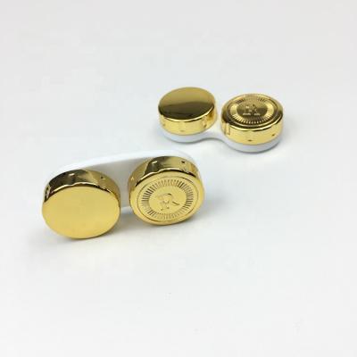 China For Contact Lens LOGO Engraved On Contact Lens Case Gold Contact Case Accept LOGO Engraved On Case CL-M003 for sale