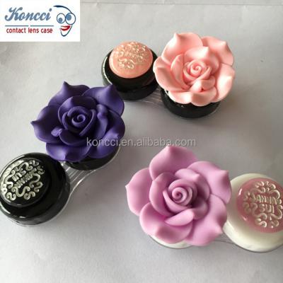 China For Contact Lens Customized Black White Flower Rose Contact Lens Case CL-Y004 for sale