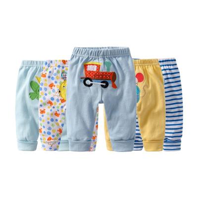 China Fade Proof Wholesale Custom Logo Soft Breathable Elastic Newborn Baby Pieces Color Random 5 A Bag PP Pants Pants 100% Cotton Baby Pants for sale