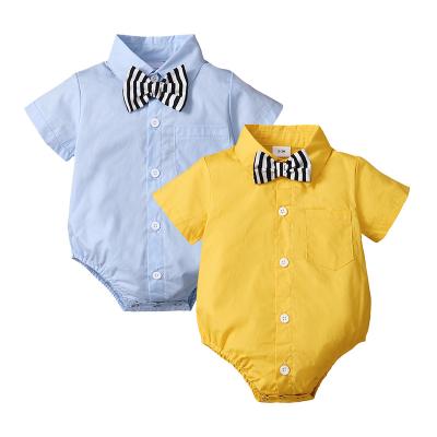 China Wholesale-Hot Sale Baby Jumpsuit Summer Solid Color Knitted Baby Clothes Rompers Festival Amazon Cotton Baby Clothes for sale