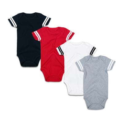 China Daily Clothing Overalls Ready To Ship Baby Clothes Plain 100% Cotton Short Baby Solid Color Romper Infant Kids Sleeve Jumpsuit Custom Made for sale