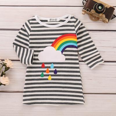 China Amazon Print Rainbow Breathable Hot Selling Baby Clothes Long Sleeve Baby T-shirt Cotton Baby T-shirt for sale