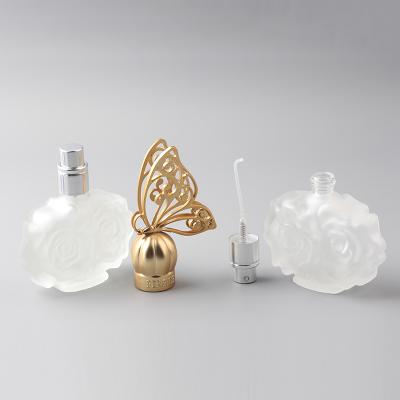 China Gift 30ml Butterfly Design Shape Glass Refillable Atomizer Perfume Bottle for sale