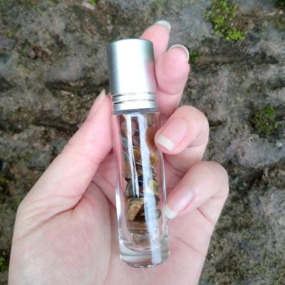 China Gift Gemstone Roll On Glass bottleTransparent 10ml Gemstone In Bottle Rollerball for sale