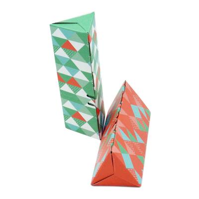 China Triangle Small Cardboard Folding Box Easy Separable Custom Folding Packaging Good Selling Recyclable Gift Wrapping Paper Box for sale