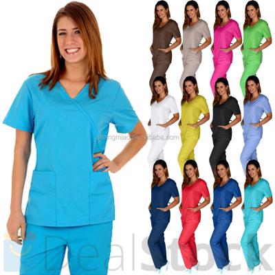 China Best Quality Reusable Hospital Uniforms Bleach Resistant Scrubs For Women for sale