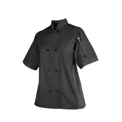 China OEM Wholesale Promotional Reusable Half Sleeve Black Chef Clothes Coat Red Wine Hotel Kitchen Restaurant Cook Uniform for sale