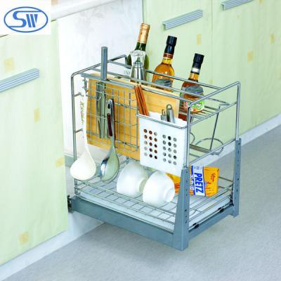 China Multifunctional Sustainable Kitchen Cabinet Pull Out Wire Basket for sale