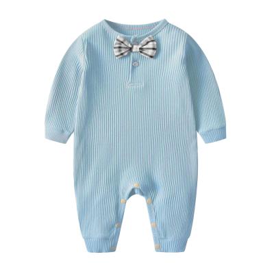 China Breathble OEM Cozy Newborn Infant Home Clothes Jumpsuit Solid Long Sleeve Onesie Jumpsuit Button Romper For Baby Boy Girls for sale