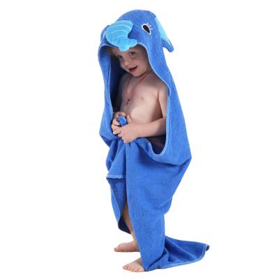 China 100% Amazon Muslin Fleece Cotton Velor Children's Bathrobe Animal Hooded Kids Cartoon Bath Towel With Hood FGQO-112 for sale