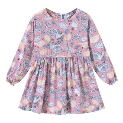 China wholesale Anti-wrinkle Children A Line Style Pleated Floral Dress Toddler Girls Skirt Autumn Winter Long Sleeve Pastoral for sale