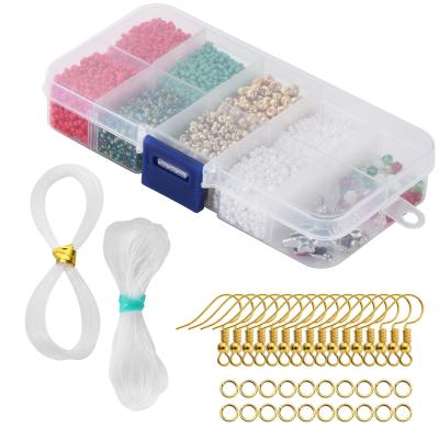 China Rondelle Shape Christmas 10 Grid Seed Beads Headed Beads, Bells, Elastic Thread, Ear Hook Accessory Set Box for sale