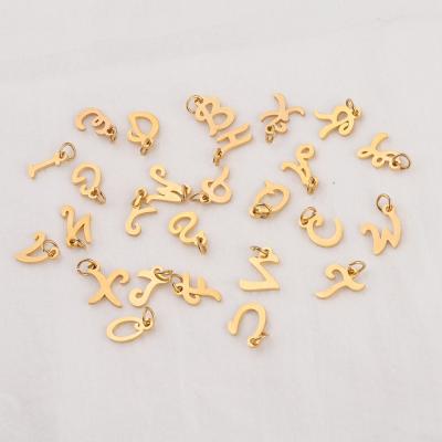 China Wholesale Classic 15 Mm Stainless Steel Letter Charm Accessories DIY Jewelry Golden Accessing for sale