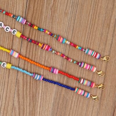 China Multifunctional Colorful Glass Seed Letter Fasion Alphabet Beads Necklace Chain Holder for sale