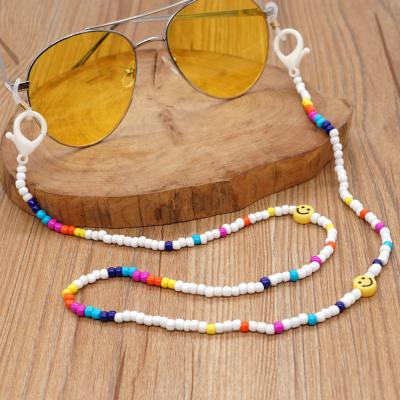 China Wholesale Yellow Smiling Anti-lost Glass Seed Clasp Lobster Fasion Face Fasion Face Necklace Chains Holder for sale