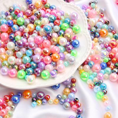 China Imitation pearl 6mm ABS pearl ab color round round pearls 100pcs per pack for sale