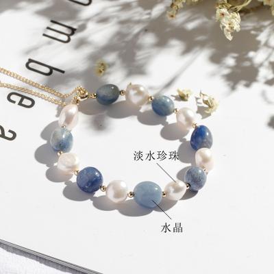 China CLASSIC Blue Aventurine Jade Freshwater Pearl Crystal Bracelet for sale