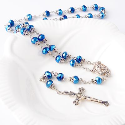 China Child Multi Religious Christian Rosaries Necklace With Colored Crystal Beads Rosary With Maria for sale