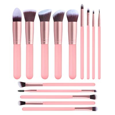 China Angular Blush Amazon Rose Gold Synthetic Makeup Brushes 2021 Best Seller 14pcs Makeup Brush Private Label Make Up Brushes for sale