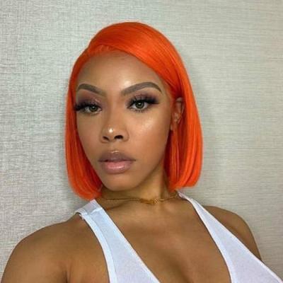 China iFINER Silky Straight Wave Dangle Straight Lace Front Wigs Human Hair Wigs Orange Color Lace Front for sale