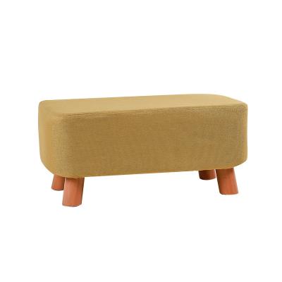 China Economical Free Modern Industrial Style Vintage Living Room Canvas Cloth Fabric Wooden Sponge Footstool Ottoman Sponge Footstool for sale