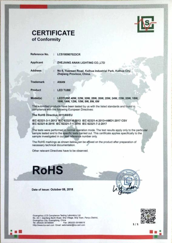 RoHS - Zhejiang Anan Lighting Co., Ltd.