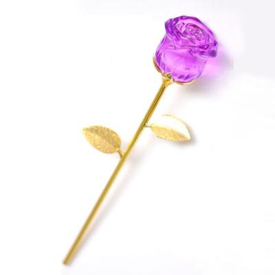 China 2021 Europe Factory Wholesale Stunning Gift Idea Crystal Rose Flowers For Birthday Gift for sale