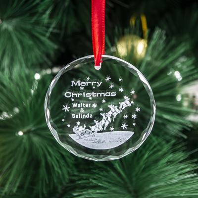 China Europe 2020 Sublimation Christmas Crystal Glass Christmas Tree Ornaments Customized Wholesale Custom Hanging Ornaments for sale