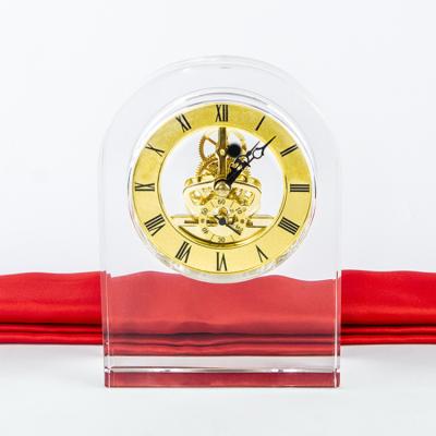 China Wholesale high quality empty crystal 3d laser engraving crystal Europe desk clock k9 gift personalized table clock for souvenirs gift for sale