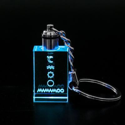 China Promotion gift cheap wholesale white k9 rectangle keychains custom crystal laser engraved 3d crystal key chain with LED light for gifts for sale