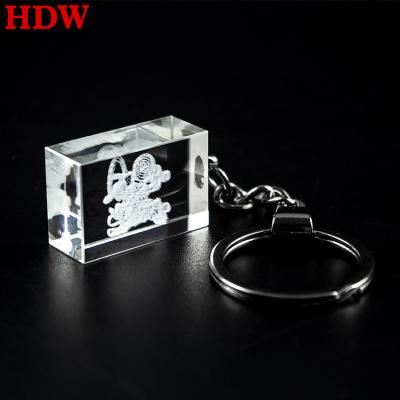 China Custom 3D laser engraving white k9 China sublimation cheap wholesale crystal glass keychains crystal key chain for gifts for sale