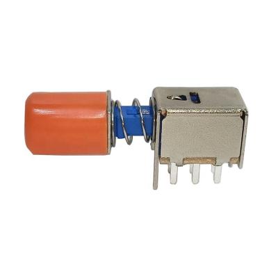 China Precision ON Button 6 Pin Spring Right Main Horizontal Orange PCB Lock Unlocked Push Button Switches For Modem for sale