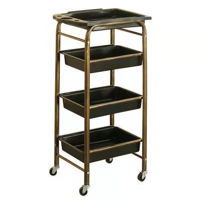 China Serving Trolley Antique Hair Color Salon Furniture Salon Trolley Manicure Pedicure Metal Beauty Trolley for sale