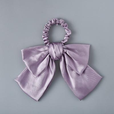 China European and American Style Simple Color High Quality Rabbit Bunny Ear Bowknot Silk Satin Scrunchy for Women for sale