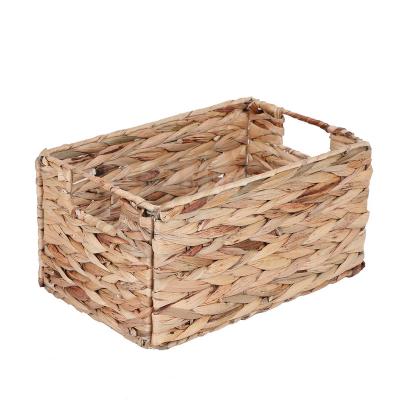 China Foldable Water Hyacinth Baskets Shelf Basket of Viable Storage Baskets with Handles for Home Storage for sale