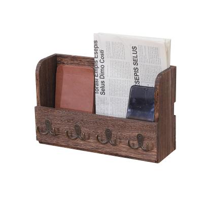 China Hot Sale Europe Home Vintage Brown Wall Mail Filer and Wall Hanging Wooden Key Rack for Wall for sale