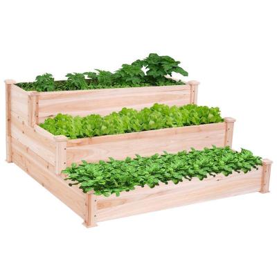 China CLASSIC 3 Tier Wooden Garden Bed Planter Box Garden Decor Flower Raised Wooden Planter Raised Bed Box Kit for sale