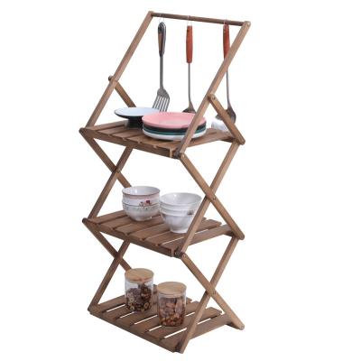 China Outdoor Solid Wood Pine Picnic Rack Tableware Rack Folding And Portable Folding Picnic Table Shelf for sale