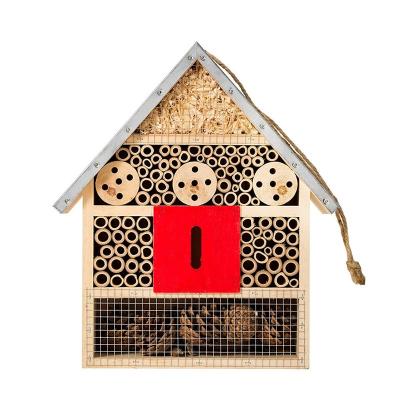 China Custom Small Animals Garden Bamboo Hotel Insect House Wooden Insect Feeder For Sale Bee House for sale