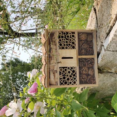 China Handmade Square Outdoor Garden Tube Bug Butterfly Bee House Insect Hotel Hanging Small Animals For Mass Production for sale