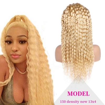 China Free Part 13x4 Deep Wave Lace Front Wigs 613 Blonde Deep Wave Wigs For Black Women Lace Up Raw Hair 150% Density Full Wig Ends for sale