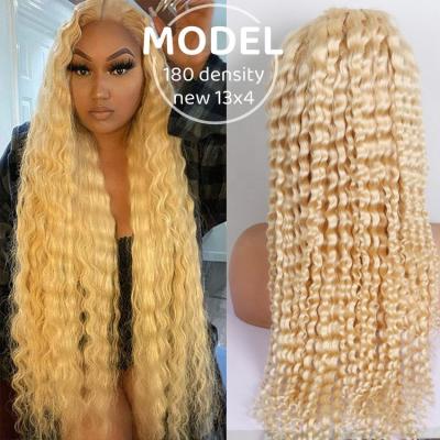 China Wave 13x4 Lace Front Wig 8 Inch Lace Front Wigs For Black Women 613 Curly Curly Hair Short Wavy Deep Raw Blonde for sale