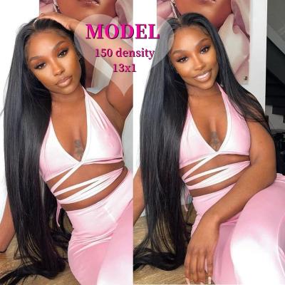 China 13x1 T Piece Straight 12inch Wig Pre Plucked 150%Density Lace Front Human Hair Wigs For Color Women Natural Hair Lace Frontal Wig for sale