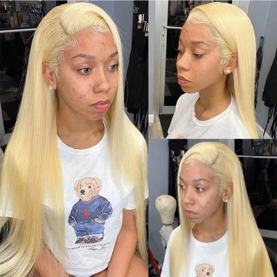 China Natural Blonde Straight Hairline 100% Swiss Lace Wig Lace Front Human Hair Indian Human Hair Wigs For Black Women for sale