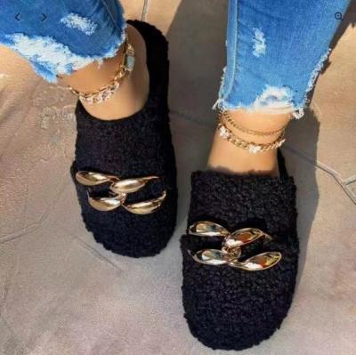 China Fashion Trend Winter Shoes For Women Wholesale Faux Diamond Indoor Rhinestone Fur Plush Slippers Bedroom Slippers for sale