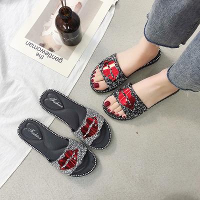 China 2021 Fashion Trend Women's New Summer Red Lip Design Slides PVC Shoes Sandals Indoor Outdoor Slippers For Women for sale