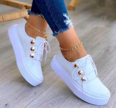 China Fashion Trend Women Sneakers Color Single Flat Sports Shoes Outdoor Slide Lace Up Platform Around Toe Shoes For Women for sale