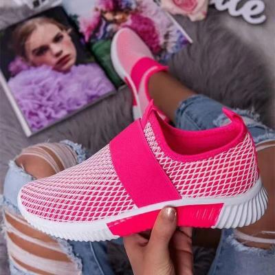 China Fashion Trend Women Slip On Winter Warm Flat Shoes Mesh Casual Shoes Knitted Elastic Fashion Sneaker Shoe Breathable Rubber Plush Sneaker for sale