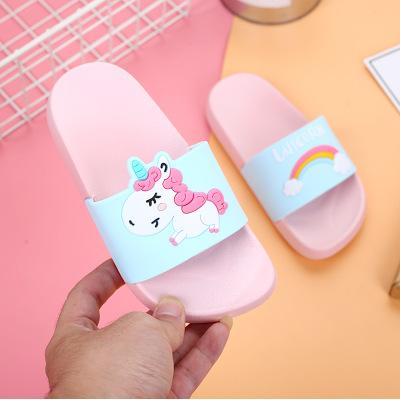 China 2021 PVC Unicorn Kids Slippers Unicorn Slippers Children's Sandals Pink Soft Non-slip Flat Summer Slippers for sale